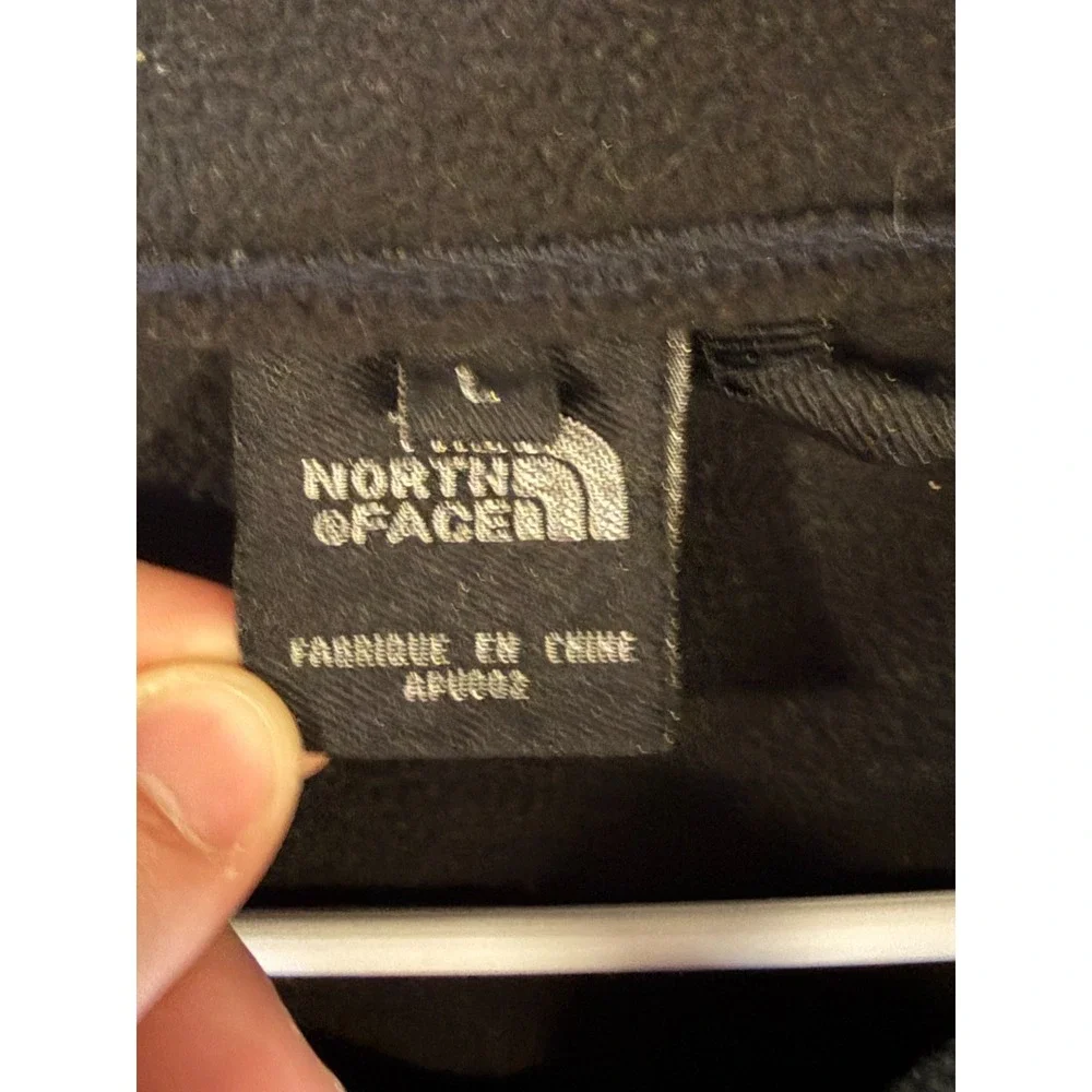 The North Face Women's Sz Large Denali Fleece Jacket Coat Black‎ Mint Trim